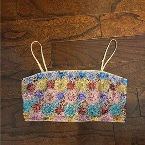 12th Tribe Multicolor Sequin Crop Top